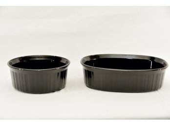 Two Black CorningWare Bowls
