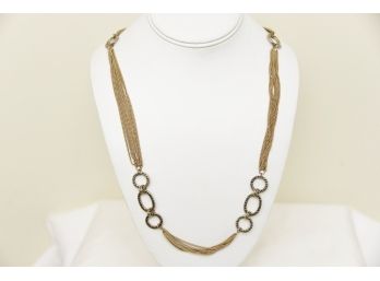 Chain And Ring Gold Tone Necklace - Lot 22