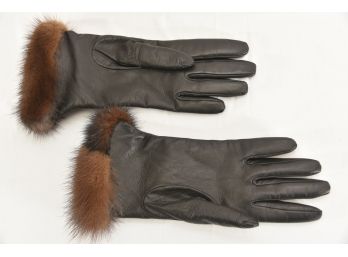 Mink & Leather Gloves Cashmere Lined Made In Italy