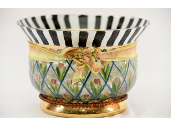 Mackenzie Childs Footed Bowl With Decorative Stones