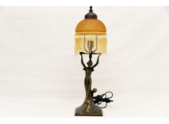 Lovely Figural Drop Bead Table Lamp Made In Italy