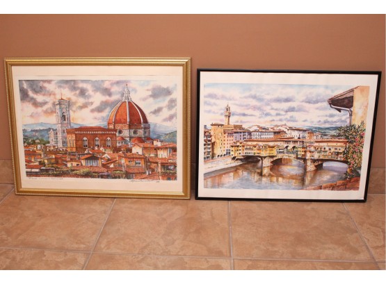 Pair Of Framed Prints (one Missing Glass) 24 1/2 X 18 & 26 X 20