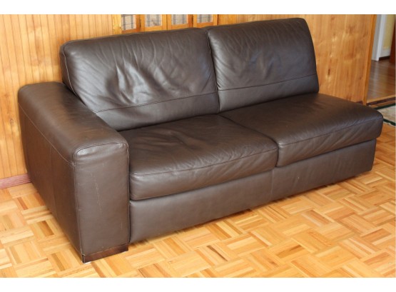 Dark Brown Leather Sofa End Piece 72 X 37 X 32