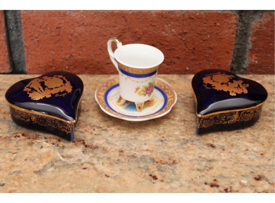 Limoges Trinket Boxes With Mini Tea Cup And Saucer