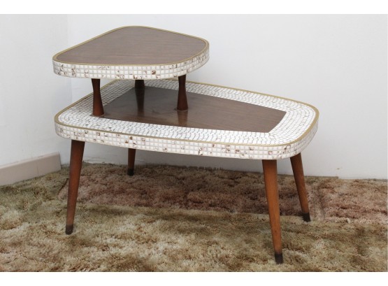 Mid-Century Modern Mosaic Two Tier Side Table 20 X 26 1/2 X 22