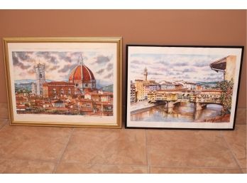 Pair Of Framed Prints (one Missing Glass) 24 1/2 X 18 & 26 X 20