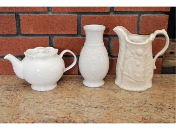 Teapot, Pitcher & Lenox Vase
