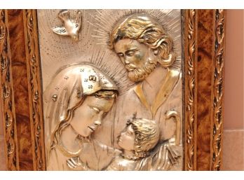 Jesus Mary & Joseph Silver Engraving Wall Art 13 X 14 1/2