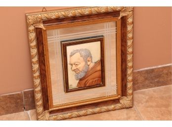 Padre Pio Silver Etched Wall Art 15 X 17 1/2