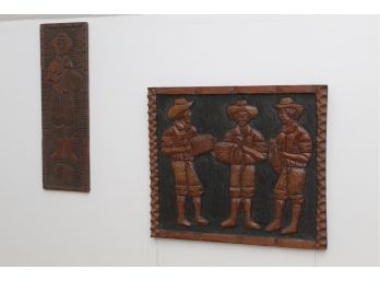 Hand Carved Wooden Wall Art 19 X17 & 6 X 20