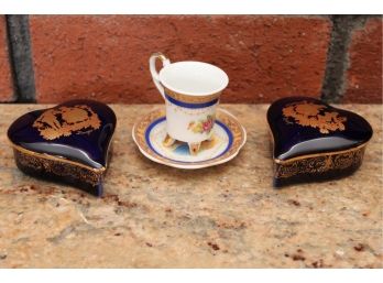 Limoges Trinket Boxes With Mini Tea Cup And Saucer