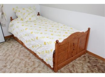 Pine Twin Bed Frame With 3 Drawer Storage 76 X 39 X 27
