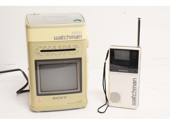 Pair Of Vintage Sony Mega Watchman TV And Small Watchman Tv