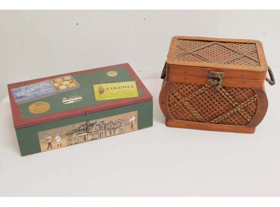 Pair Of Vintage Box And Basket