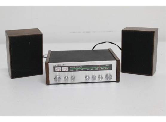 Vintage AM Solid State Receiver With Speaker Attachment