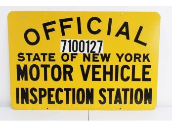 Vintage Registered State Of NY Motor Vehicle Inspection Station 36 X 24