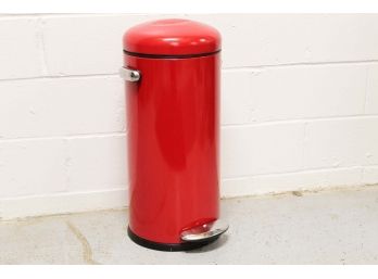 Vintage Red Metal Garbage Can With Foot Pedal 12 X 26