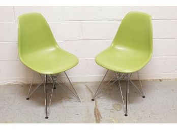 Pair Of Modern Leg Lime Dream Side Chairs 18 X 16 X 32