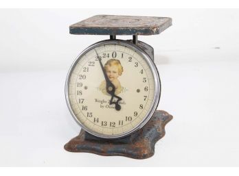 Vintage Metal Scale With Baby Motif