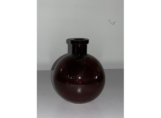 (10) Dark Amber Glass Ball Bud Vase
