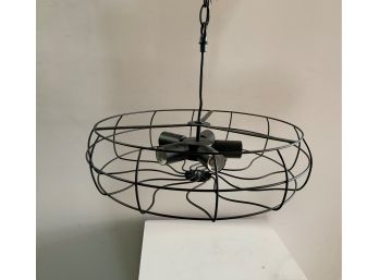 Vintage Hanging Industrial Chandelier 5 Lights Black Fan Style Cage Metal #2