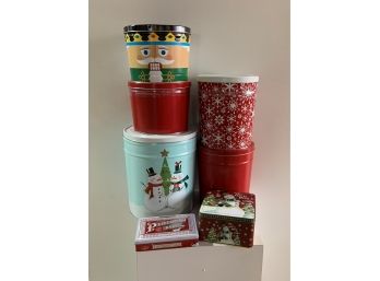 (7) Assorted Holiday Storage Tins