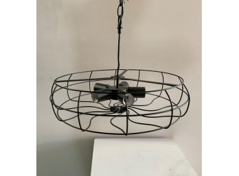 Vintage Hanging Industrial Chandelier 5 Lights Black Fan Style Cage Metal #1