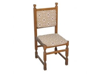 Mission Inspired Side Chair With Gold & White Upholstered Back & Seat
