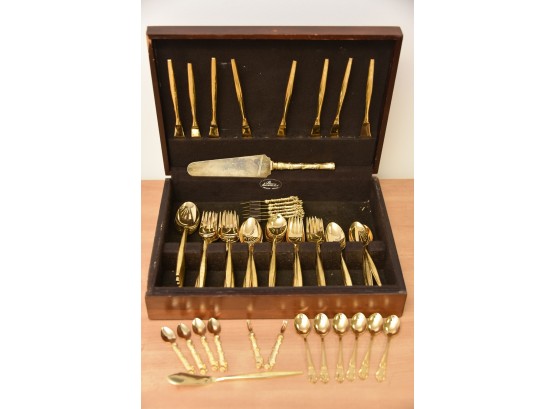 Triumph By Stanley Roberts Gold Tone Flatware With Presentation Box