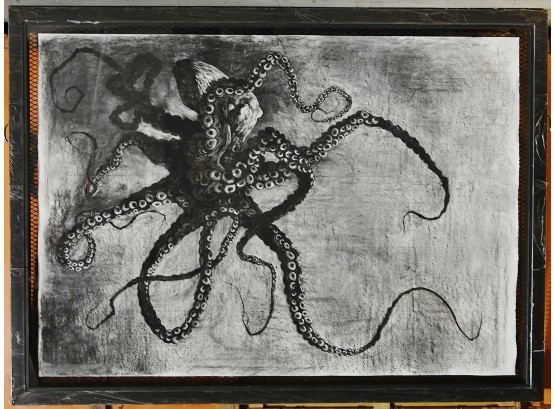 Monumental Custom Steel Framed Original Octopus Art 113 X 83