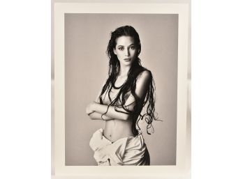 PATRICK DEMARCHELIER 'Christy Turlington' Image Nude Portrait Black And White On Board 40 X 52 (art Lot 11)
