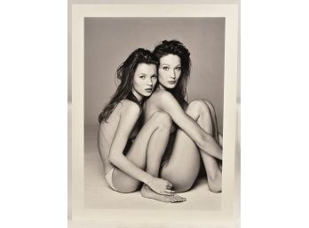 PATRICK DEMARCHELIER 'Carla Bruni And Kate Moss' Image Nude Black And White Photo On Board 40 X 53 -Art Lot 10