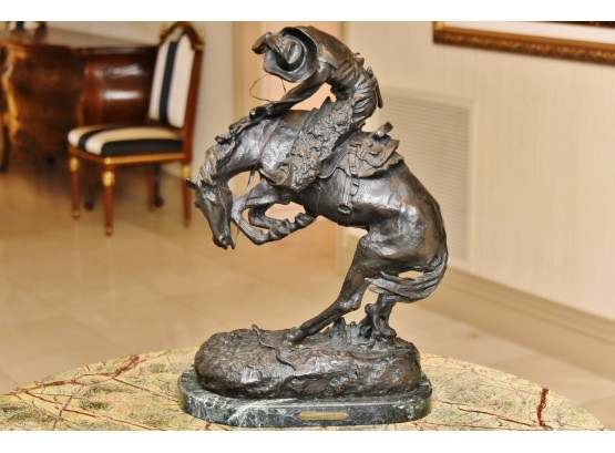 LARGE!!! 'Rattlesnake' Bronze By Frederic Remington Marble Base Reproduction HEAVY
