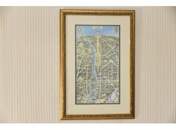 Framed Paris Street Map Framed 18 X 26