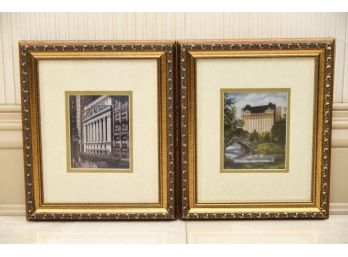 NYSE & Central Park Pair Of Prints Framed 10 X 12