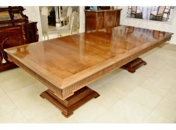 Custom Dining Table With 2 Built In Leaves And Table Pads Seats 20