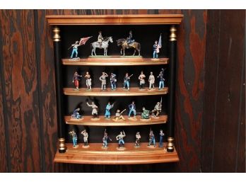 Civil War Pewter Soldier Display With Wall Display