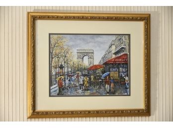Paris Street Scene Print Framed 21 X 18