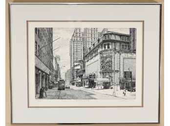 Elliot Engels 1981 'Dancing Street' Etching Pencil Numbered And Signed Serigraph Framed 25  X 20
