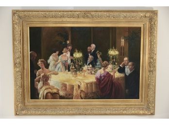 Dining  Party By Jackie Paint On Canvas In Museum Quality Frame 44x34