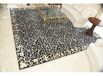 Wool And Silk Pile Custom Black And White Carpet 155 X 155