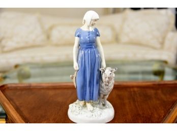 Woman With Sheep Porcelain Figurine