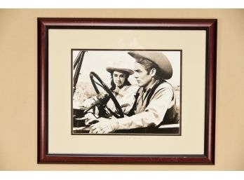 1955 Black And White Photo Entitled 'Giant' Elizabeth Taylor And James Dean With COA Framed  22.5 X 18