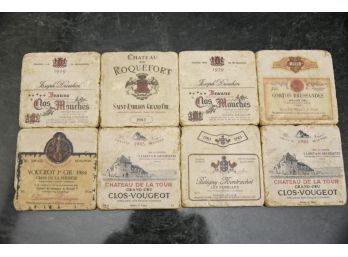 Fine French Wines Tumbled Marble Coaster Set Of 8