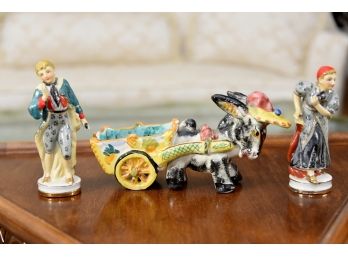 Donkey Cart With Pair Of Japanese Figurines