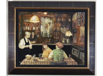 Ole Tavern Dining By Jill O'Flannery Numbered Serigraph Paint On Canvas 39x33.5