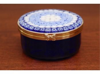 Cobalt Blue Round Covered Trinket Box
