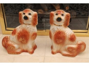 Pair Of Staffordshire Like Porcelain Dogs