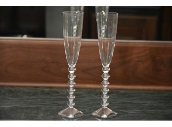 Two Baccarat Crystal Champaign Flutes