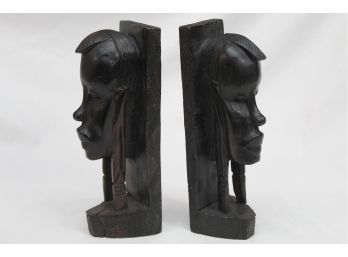 Hand Carved Ebony Wood Bookends
